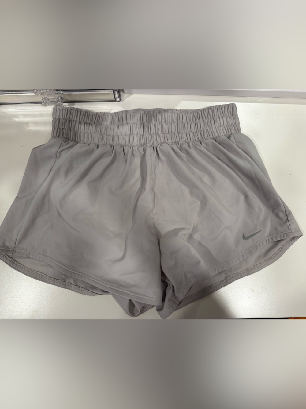 Nike Women's Light Gray Athletic Shorts with Elastic Waist
